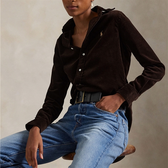 Polo Ralph Lauren Slim Fit Cotton Corduroy Skjorte, Dark Beech